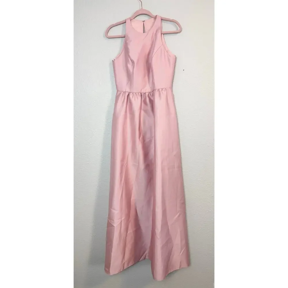 Alfred Sung D707 Rose Satin Maxi Dress Sleeveless Keyhole Back 4 - Picture 3 of 9